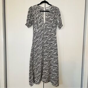 Faithfull The Brand Women’s Marie Louise Midi Dress 4 Black White Zebra
